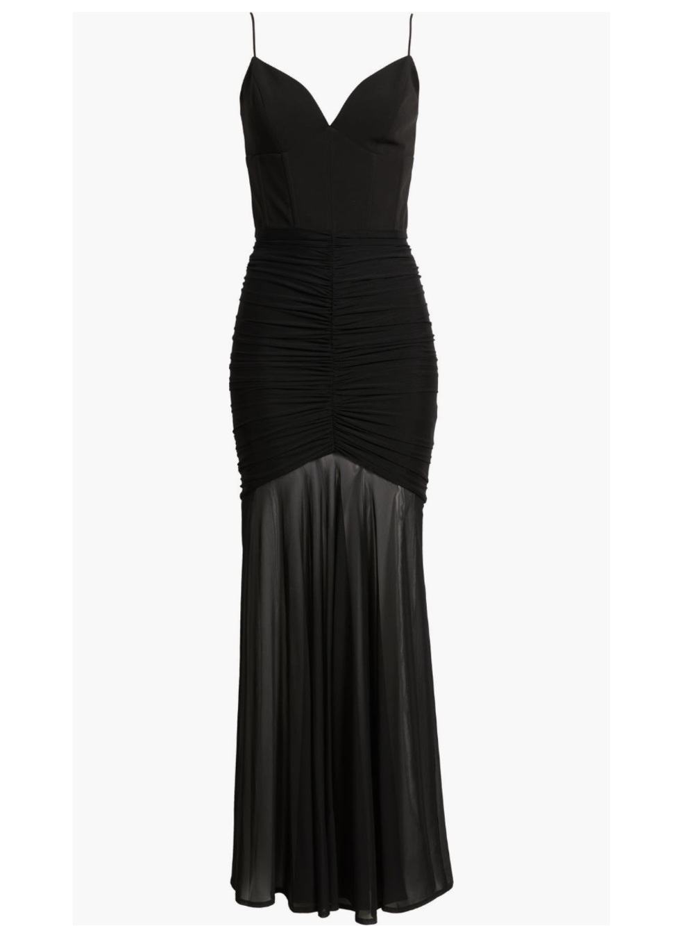 Black Halo Azura Corset Bodice Sheer Hem Dress